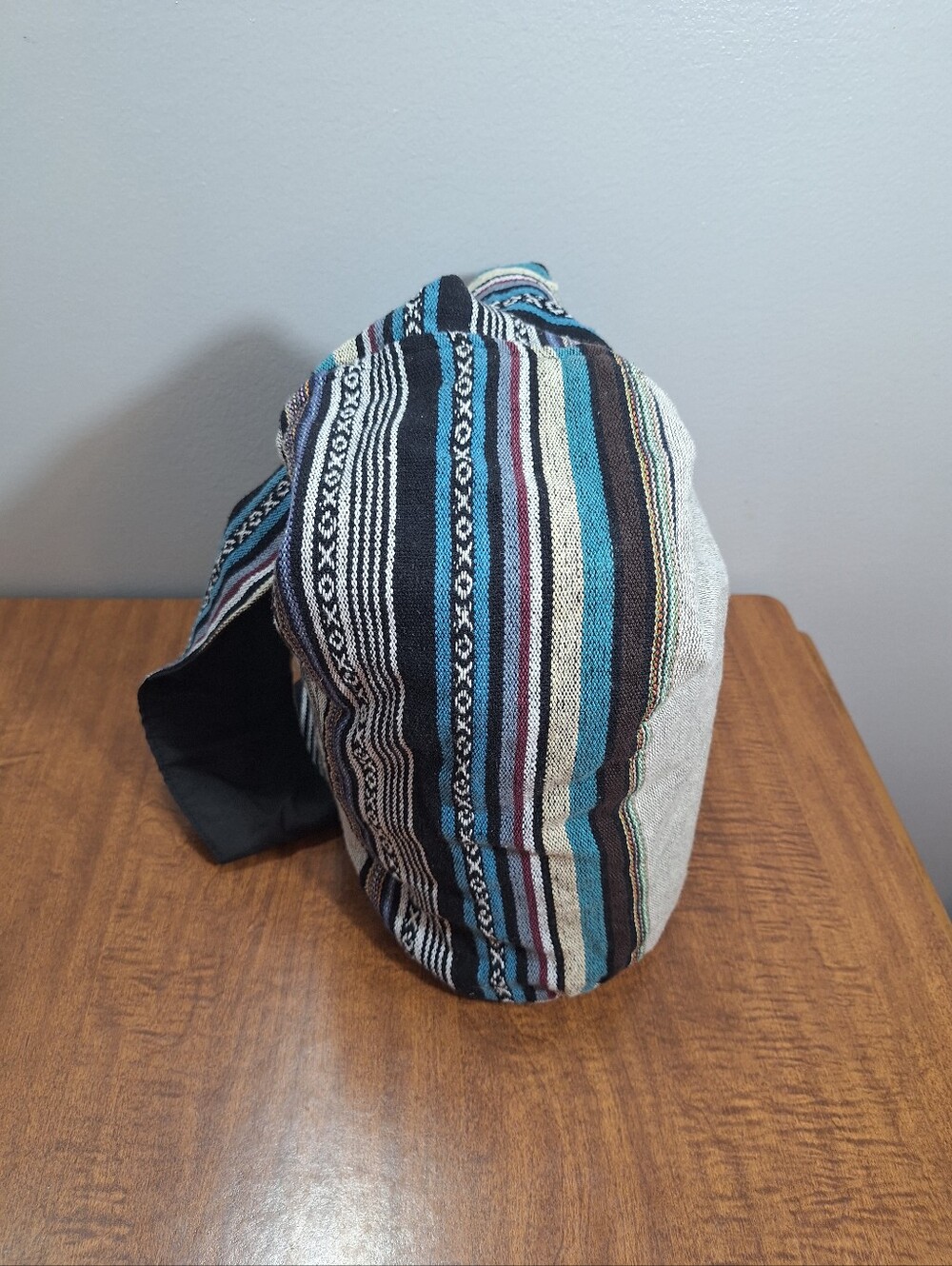 Handmade Cotton Sea Turtle Hobo Crossbody Sling Bag Wide Strap Gray Boho Hippie - Picture 14 of 16